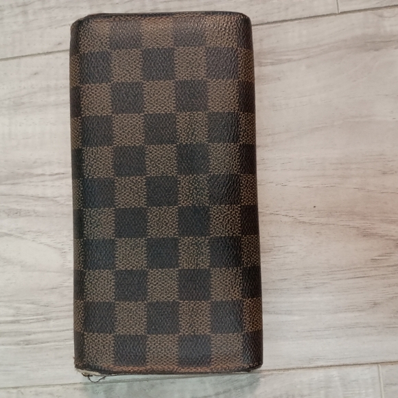 Louis Vuitton Damier Ebene Coated Canvas Leather Sarah Long Wallet - Picture 2 of 15